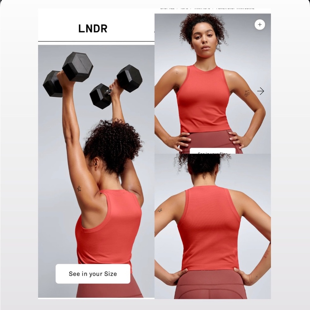 LNDR Coral Power Crop Tank Top S/M